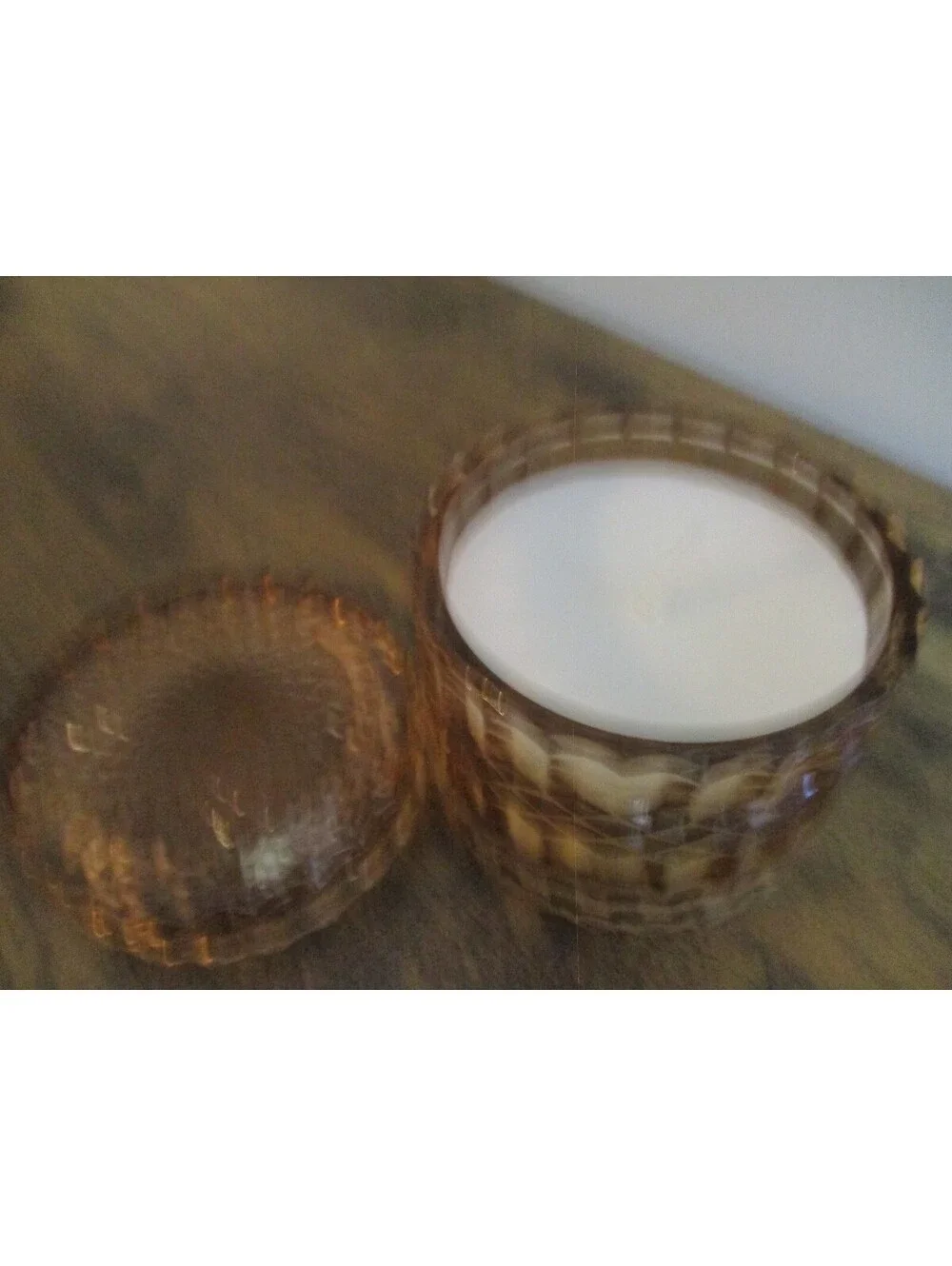 Jelena Company Leather Sandalwood Candle Amber Glass Hobnail Jar Textured Wax